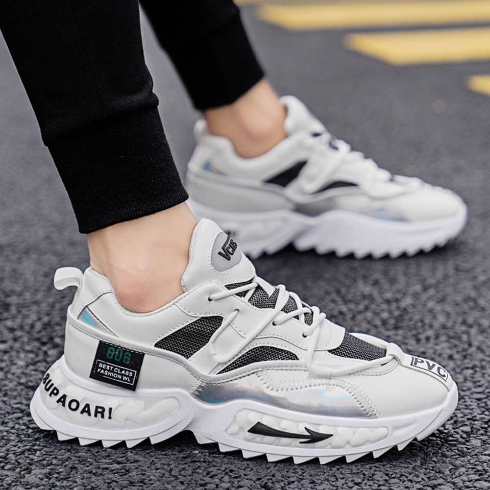 Fashion Trend Men Casual Sports Shoes Breathable  Running Shoes Athletic Walking - White EU 41